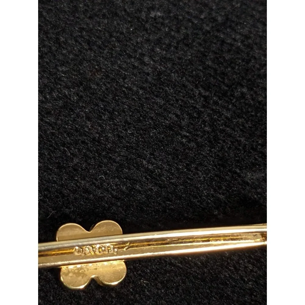 Vintage Avon Gold Tone Bar‎ Pin Rhinestone Brooch Art Deco Style